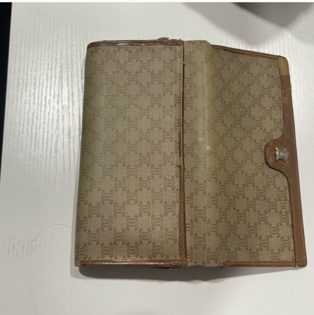 Celine Triomphe Monogram Flap Wallet - Beige Brown